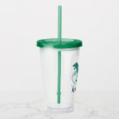 Waterverf Dinosaur Kinder Gepersonaliseerde Groene Acryl Drinkbeker (Rechts)