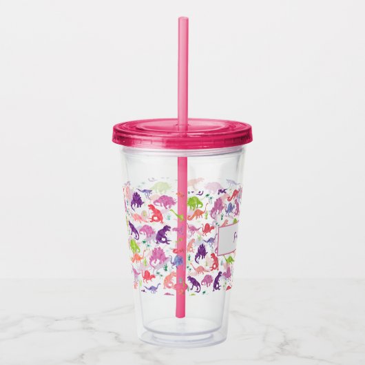 Waterverf Dinosaur Kinder Gepersonaliseerde Meisje Acryl Drinkbeker (Rechts)