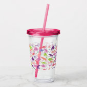 Waterverf Dinosaur Kinder Gepersonaliseerde Meisje Acryl Drinkbeker (Achterkant)