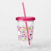 Waterverf Dinosaur Kinder Gepersonaliseerde Meisje Acryl Drinkbeker (Links)