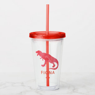 Waterverf Dinosaur Kinder Gepersonaliseerde Rode D Acryl Drinkbeker