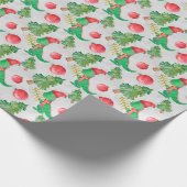 Waterverf Dinosaur met kerstboom Cadeaupapier (Hoek)