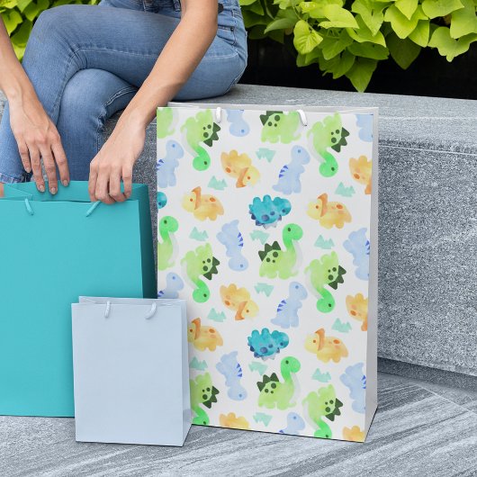 Waterverf Dinosaur Naadloos Patroon Medium Cadeauzakje