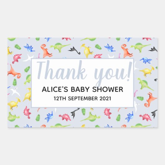 Waterverf Dinosaur Pattern Baby shower Rechthoekige Sticker (Voorkant)