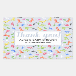 Waterverf Dinosaur Pattern Baby shower Rechthoekige Sticker
