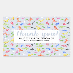 Waterverf Dinosaur Pattern Baby shower Rechthoekige Sticker