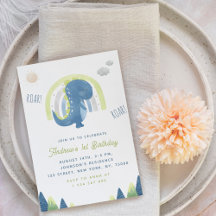 Waterverf Dinosaur & Rainbow Blue, 1e verjaardag