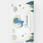 Waterverf Dinosaur Roar T Rex 1e verjaardag Spandoek (Verticaal)