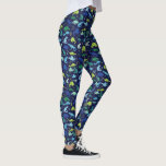 Waterverf Dinosaur Silhouette Pattern Green Blue Leggings<br><div class="desc">Waterverf Dinosaur Silhouette Pattern Green Blue Leggings. Fun silhouettes van waterverf dinosaurussen in groen en blauw op blauwe achtergrond. www.SamAnnDesigns.com</div>