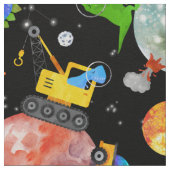 Waterverf Dinosaur Space Construction Cute Kinder Stof (Close Up)
