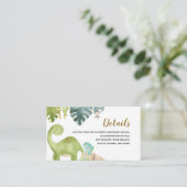 Waterverf Dinosaur T-Rex - Baby shower met details Informatiekaartje (Staand voorkant)