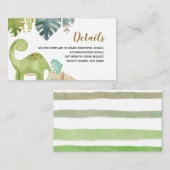 Waterverf Dinosaur T-Rex - Baby shower met details Informatiekaartje (Voorkant / Achterkant)