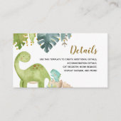 Waterverf Dinosaur T-Rex - Baby shower met details Informatiekaartje (Voorkant)