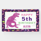 Waterverf Dinosaur T-Rex Birthday Party Girls Spandoek (Horizontaal)