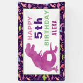 Waterverf Dinosaur T-Rex Birthday Party Girls Spandoek (Verticaal)