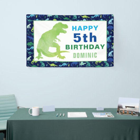 Waterverf Dinosaur T-Rex Birthday Party Spandoek (Beurs)