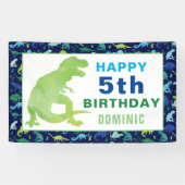Waterverf Dinosaur T-Rex Birthday Party Spandoek (Horizontaal)
