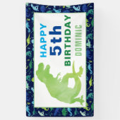 Waterverf Dinosaur T-Rex Birthday Party Spandoek (Verticaal)