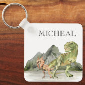 Waterverf Dinosaur T-Rex Tyrannosaurus Sleutelhanger (Voorkant)