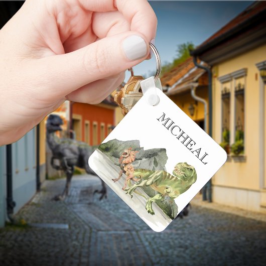 Waterverf Dinosaur T-Rex Tyrannosaurus Sleutelhanger