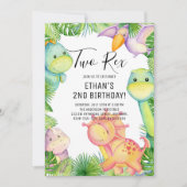 Waterverf Dinosaur Twee Rex 2e verjaardag Kaart (Voorkant)