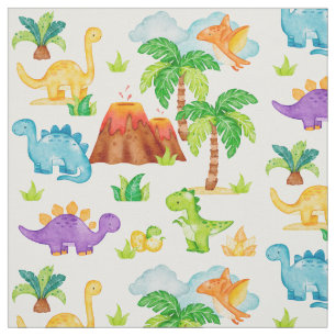 Waterverf Dinosaur Volcano Palm Tree Kinder Baby Stof