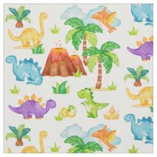 Waterverf Dinosaur Volcano Palm Tree Kinder Baby Stof