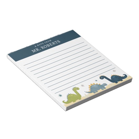 Waterverf Dinosaurs Science Teacher Notepad Notitieblok (Schuin)
