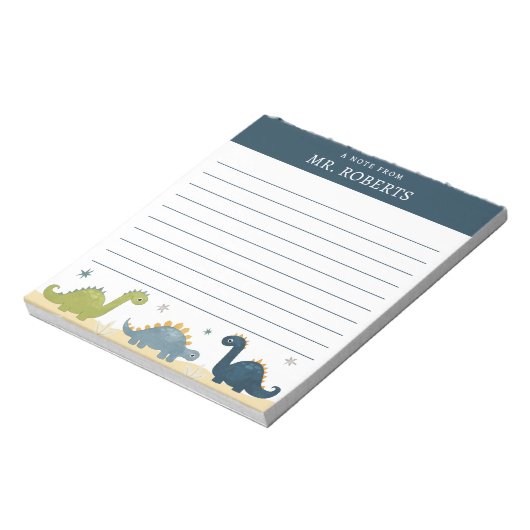 Waterverf Dinosaurs Science Teacher Notepad Notitieblok (Linkerzijde)