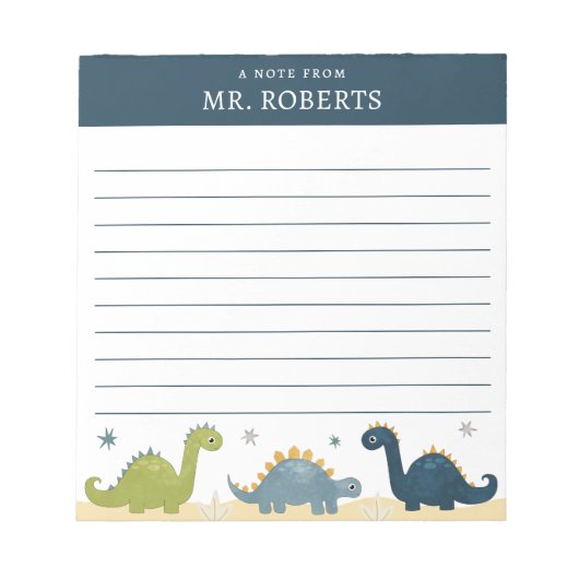 Waterverf Dinosaurs Science Teacher Notepad Notitieblok (Voorkant)