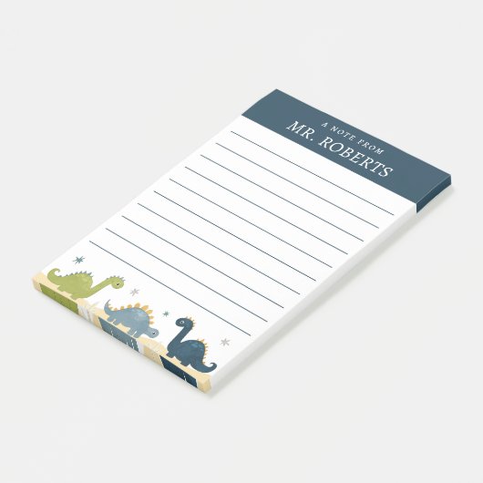 Waterverf Dinosaurs Wetenschapsleraar Post-it® Notes (Schuin)