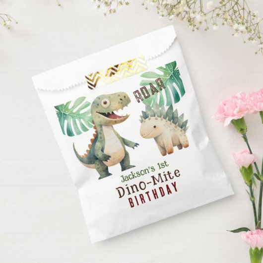 Waterverf dinosaurus 1e verjaardag bedankzakje (Gezegeld)