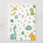 Waterverf Dinosaurus 1e Verjaardag Kaart (Achterkant)