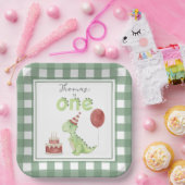 Waterverf Dinosaurus 1e verjaardag Papieren Bordje (Feest)