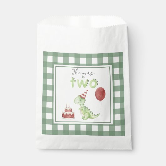 Waterverf dinosaurus 2e geboortedag bedankzakje (Voorkant)