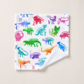 Waterverf dinosaurus alfabet kleurrijke Dino Kinde Bad Handdoek (Wasdoekje)
