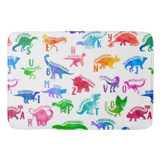 Waterverf dinosaurus alfabet kleurrijke Dino Kinde Badmat (Voorkant)