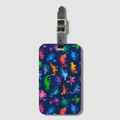 Waterverf dinosaurus alfabet kleurrijke Dino Kinde Bagagelabel (Voorkant (verticaal))