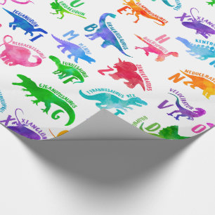 Waterverf dinosaurus alfabet kleurrijke Dino Kinde Cadeaupapier