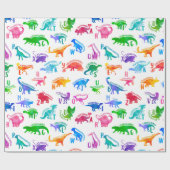 Waterverf dinosaurus alfabet kleurrijke Dino Kinde Cadeaupapier (Vlak)
