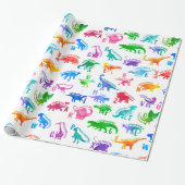 Waterverf dinosaurus alfabet kleurrijke Dino Kinde Cadeaupapier (Uitgerold)
