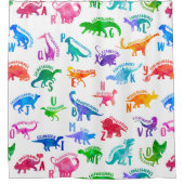 Waterverf dinosaurus alfabet kleurrijke Dino Kinde Douchegordijn (Voorkant)