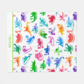 Waterverf dinosaurus alfabet kleurrijke Dino Kinde Fleece Deken (Voorkant (Horizontaal))