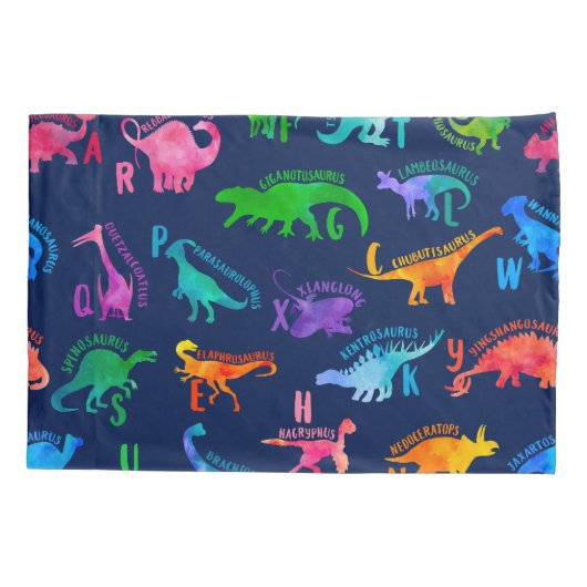 Waterverf dinosaurus alfabet kleurrijke Dino Kinde Kussensloop (Achterkant)