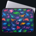 Waterverf dinosaurus alfabet kleurrijke Dino Kinde Laptop Sleeve<br><div class="desc">Waterverf dinosaurus alfabet kleurrijke Dino Kinder Patroon. Dinosaurus voor elke letter van het alfabet in een kleurrijk waterverf silhouet.</div>