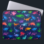 Waterverf dinosaurus alfabet kleurrijke Dino Kinde Laptop Sleeve<br><div class="desc">Waterverf dinosaurus alfabet kleurrijke Dino Kinder Patroon. Dinosaurus voor elke letter van het alfabet in een kleurrijk waterverf silhouet.</div>