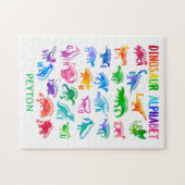 Waterverf dinosaurus alfabet kleurrijke Dino Kinde Legpuzzel (Horizontaal)