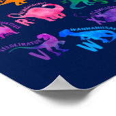 Waterverf dinosaurus alfabet kleurrijke Dino Kinde Poster (Hoek)