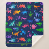 Waterverf dinosaurus alfabet kleurrijke Dino Kinde Sherpa Deken (Voorkant)