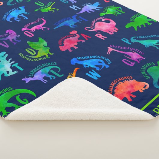 Waterverf dinosaurus alfabet kleurrijke Dino Kinde Sherpa Deken (3/4)